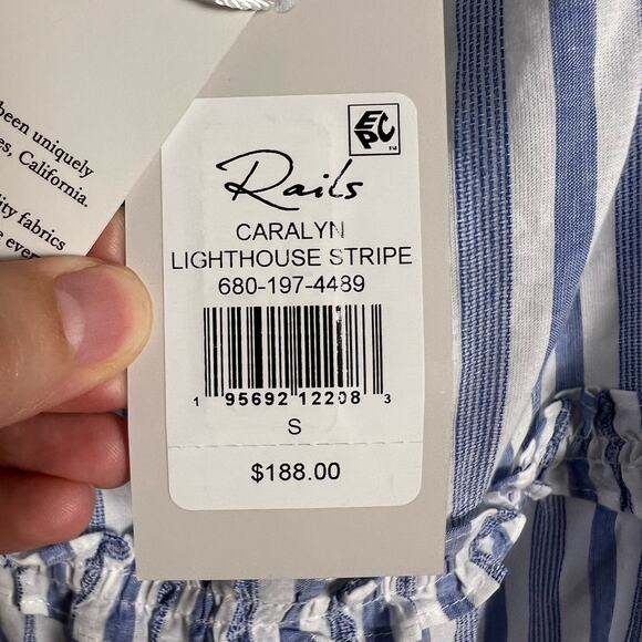 Rails Caralyn Lighthouse Blue White Striped Tie Shoulder Mini Shift Dress Size S - Picture 11 of 12